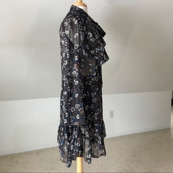 -SOLD- See By Chloe Large High Neck Button Down Pussy Bow Sheer Dress - Picture 7 of 8